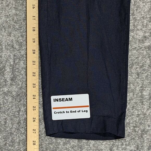 Tommy Hilfiger Straight Leg Pants Women 12 Mid-Rise Dark Blue Linen Blend i75 - Picture 10 of 10